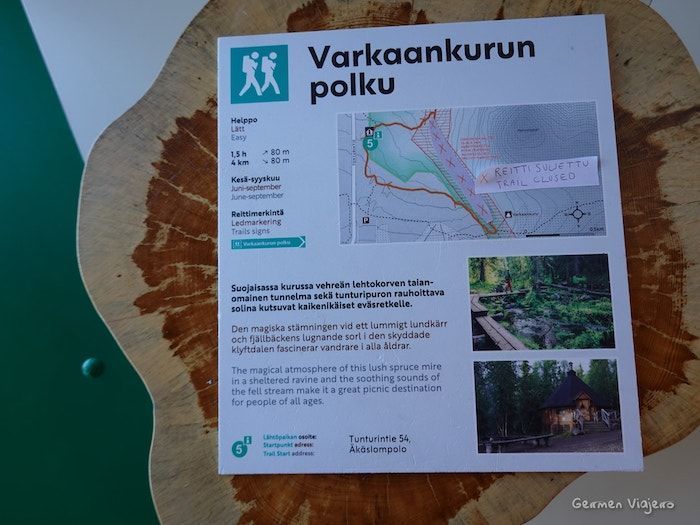 Ruta de senderismo Varkaankurupolku, PN Pallas-Yllästunturi-Ficha de la ruta en el centro de visitantes
