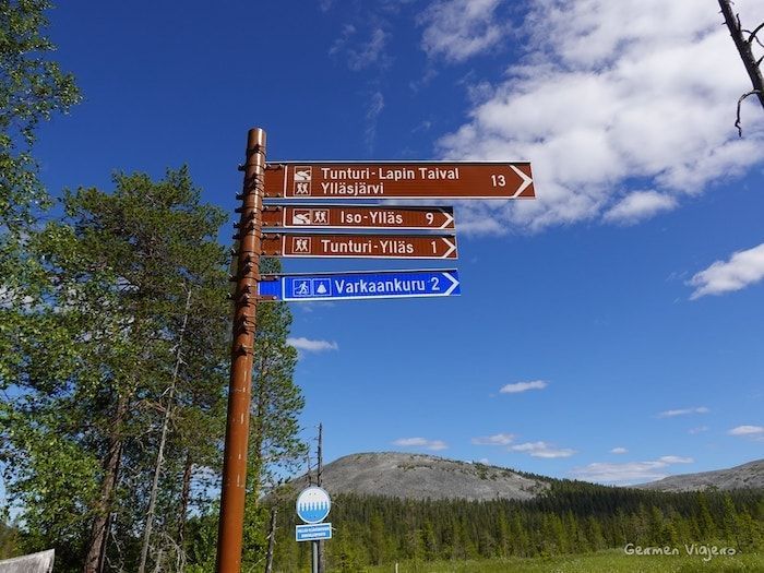 Ruta de senderismo Varkaankurupolku, PN Pallas-Yllästunturi-Señalización durante la ruta Vakaankurupolku