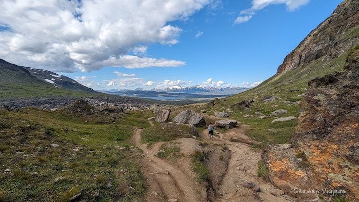 Ruta de senderismo al lago Trollsjön o Rissajaure-Vistas de la ruta del lago Trollsjön o Rissajaure a la vuelta
